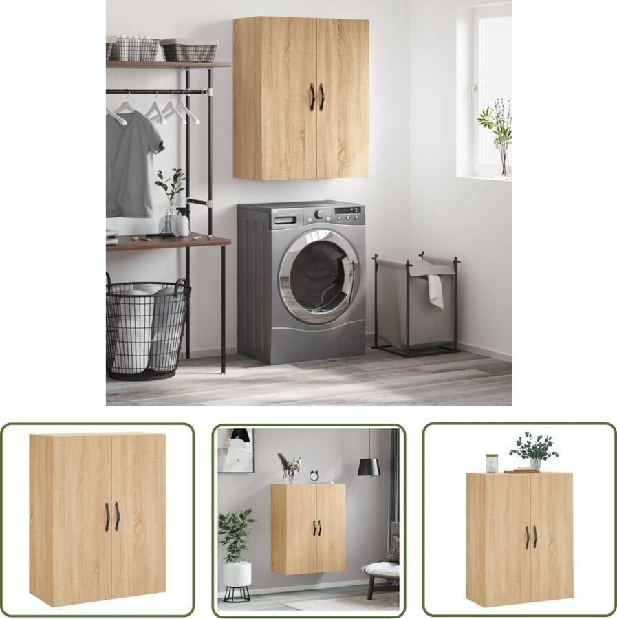 VidaXL Wandkast 69 5x34x90 cm bewerkt hout sonoma eikenkleurig Wandkast Sonoma Eiken Houten Kast Opbergkast Living Room Furniture - Foto 2