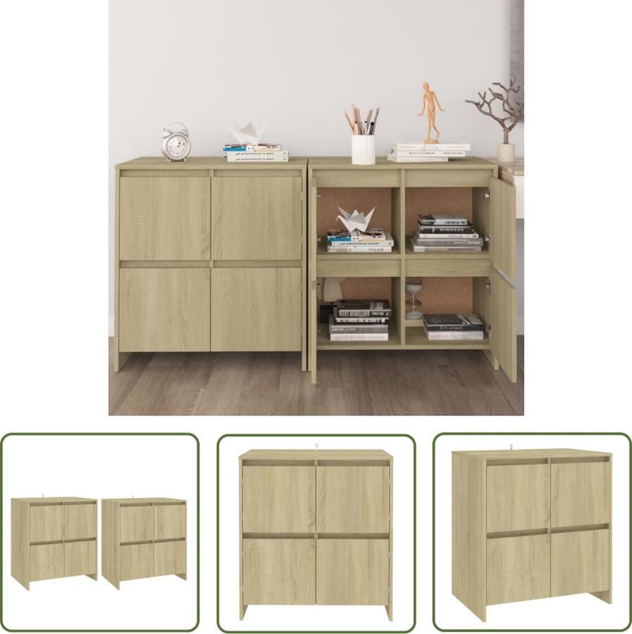 The Living Store Dressoirs 2 st 70x41x75 cm bewerkt hout sonoma eikenkleurig Dressoir Salontafel Houten Dressoir Landelijke Dressoir Vintage Dressoir