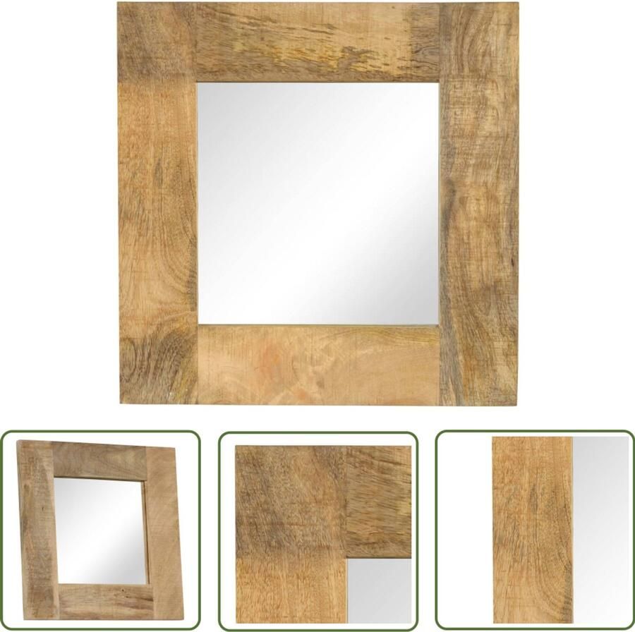VidaXL Spiegel 50x50 cm Massief Mangohout Spiegel Vintage Spiegel Mangoholtspiegel Wanddecoratie Salontafel Entreehal Badkamer