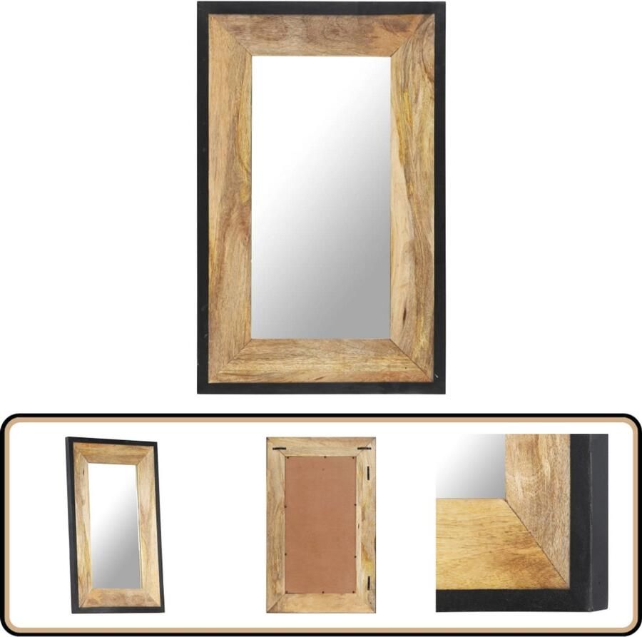 VidaXL Spiegel 80x50 cm Massief Mangohout Mango Houtspiegel Wandspiegel Vintage Spiegel Retro Spiegel Salontafel Spiegel