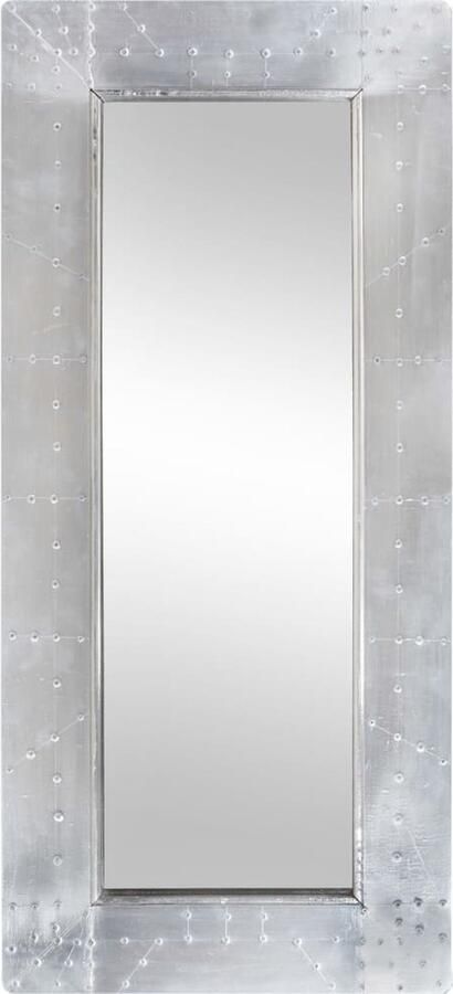 VidaXL Spiegel Luchtvaartstijl 110x50 cm Zilver Luchtspiegel Vliegtuigspiegel Metalen Spiegel Wandspiegel Salontafel Industrieel Design Minimalistisch Zilveren Spiegel Grote Spiegel Kleine Spiegel Hallenspiegel - Foto 3