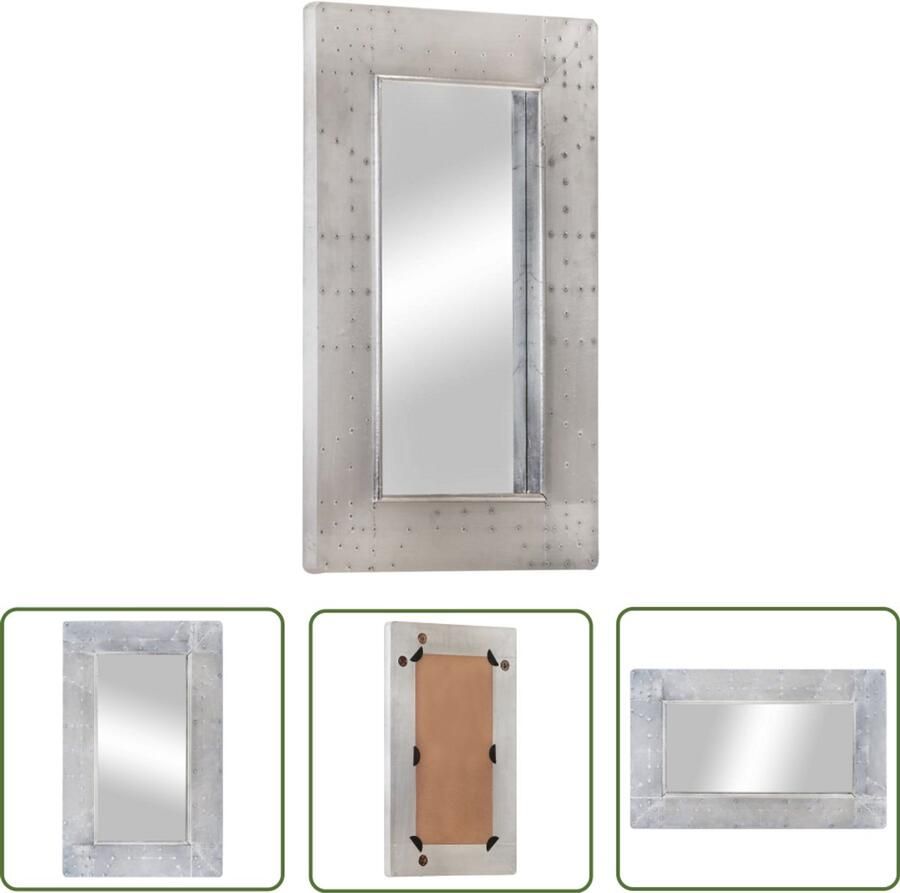 VidaXL Spiegel Luchtvaartstijl 80x50 cm Zilver Luchtspiegel Vliegtuigspiegel Vintage Spiegel Industrieel Spiegel Salontafel Spiegel