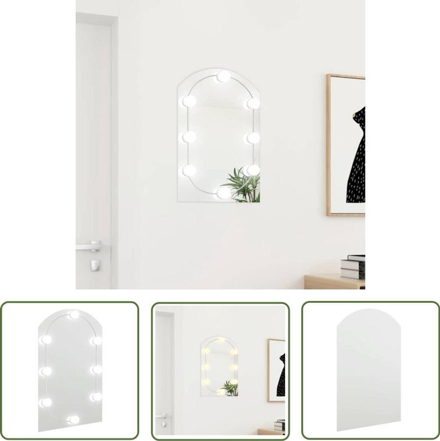 VidaXL Spiegel met LED-verlichting 60x40 cm glas Spiegels Met Led Verlichting Wandspiegel Makeup Spiegel Led Lamp Usb Aansluiting Zilver