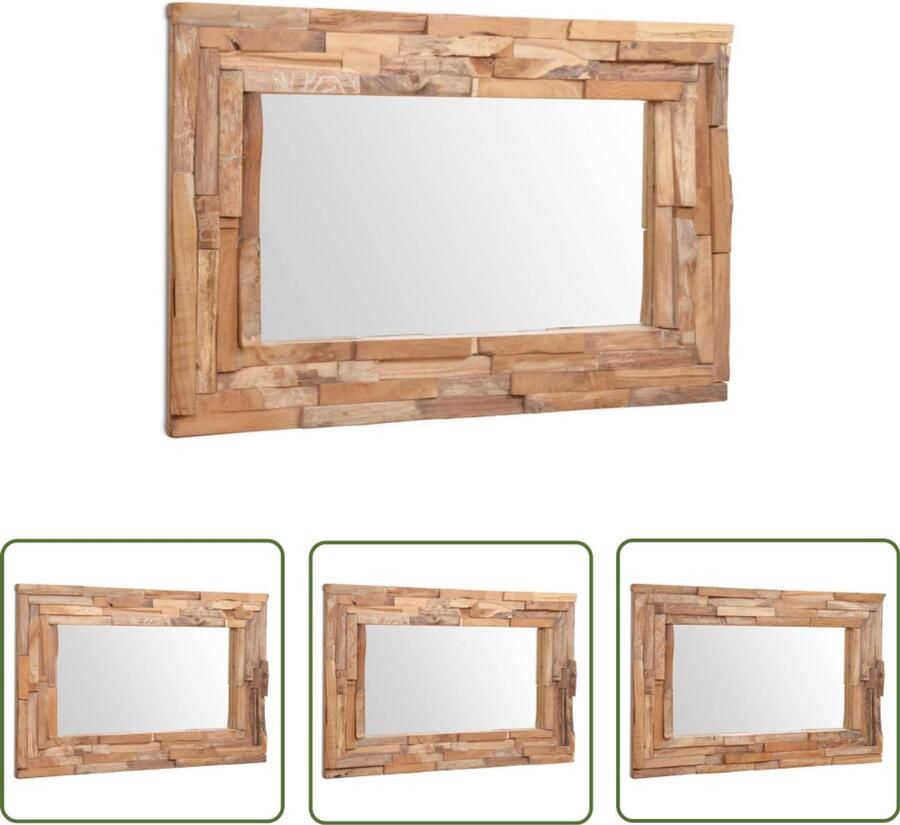 VidaXL Spiegel Rechthoekig 90x60 cm Teakhout Tea Khouten Spiegel Wandspiegel Landelijke Stijl Vintage Spiegel Retro Spiegel Houten Spiegel Decoratief Spiegel Salontafel Livingroom Decor Mirror Frame