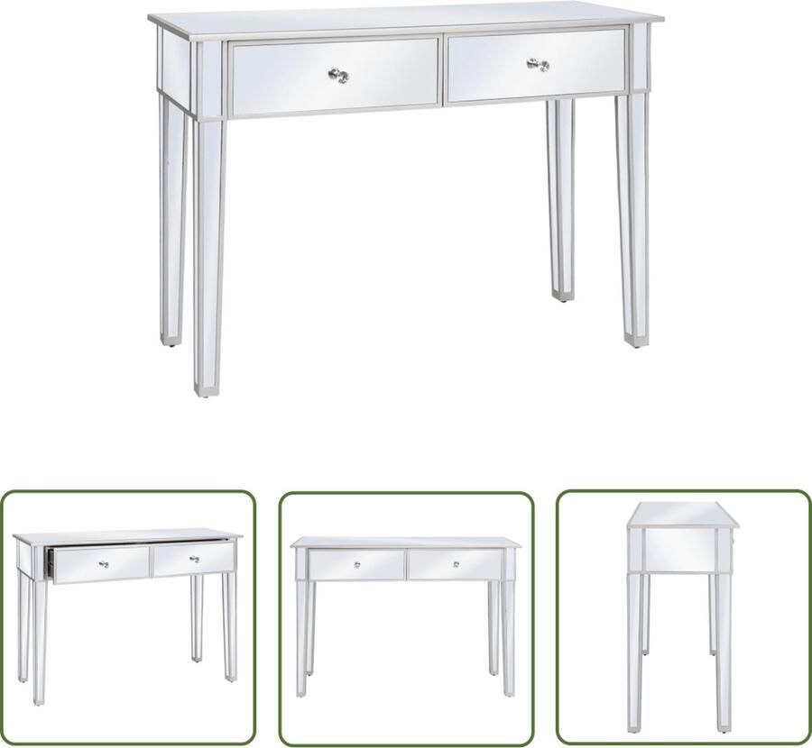 The Living Store Wandtafel Spiegelend MDF 106.5 x 38 x 76.5 cm 2 lades Wandtafel Spiegel Salontafel Bijzetkast Mdf - Foto 2