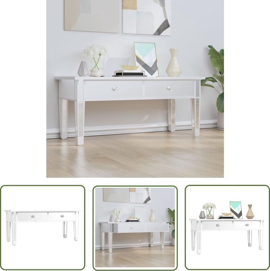 The Living Store Salontafel Gespiegeld Hout Spiegelglas 106 x 45 x 45 cm Met lades Salontafel Spiegelglas Houten Salontafel Design Salontafel Moderne Salontafel - Foto 2
