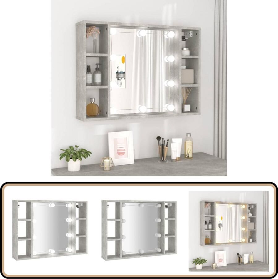 VidaXL Spiegelkast LED-verlichting 76x15x55 cm Spiegeltje Led Spiegel Badkamerkast Makeup Organizer Make-up Spiegel - Foto 2