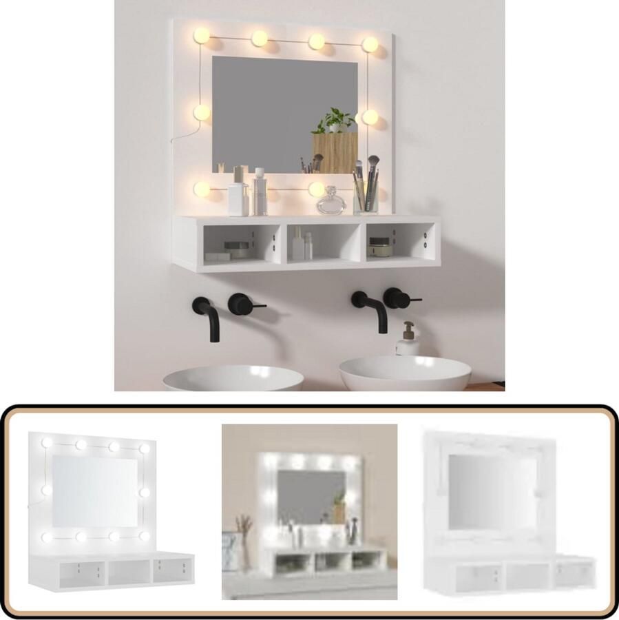 VidaXL Spiegelkast met LED-verlichting 60x31 5x62 cm wit