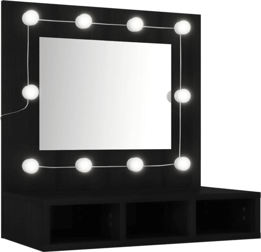 VidaXL Led Verlichting Spiegelkast met LED-verlichting 60x31 5x62 cm zwart Badkamerspiegel Salontafel Make-up Spiegel - Foto 2