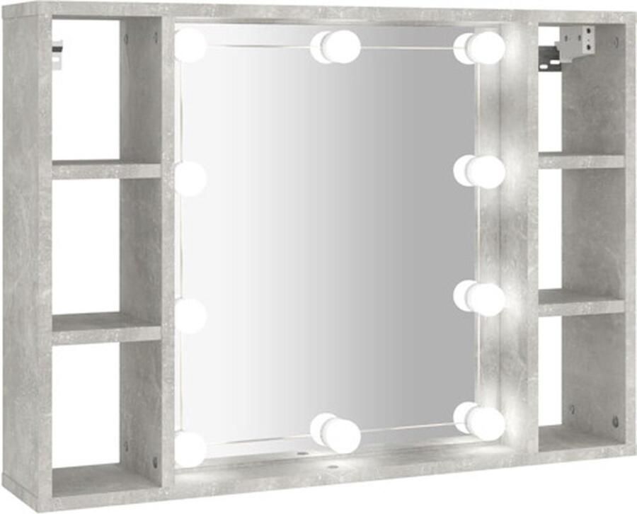 VidaXL Spiegelkast met LED-verlichting 76x15x55 cm betongrijs - Foto 2
