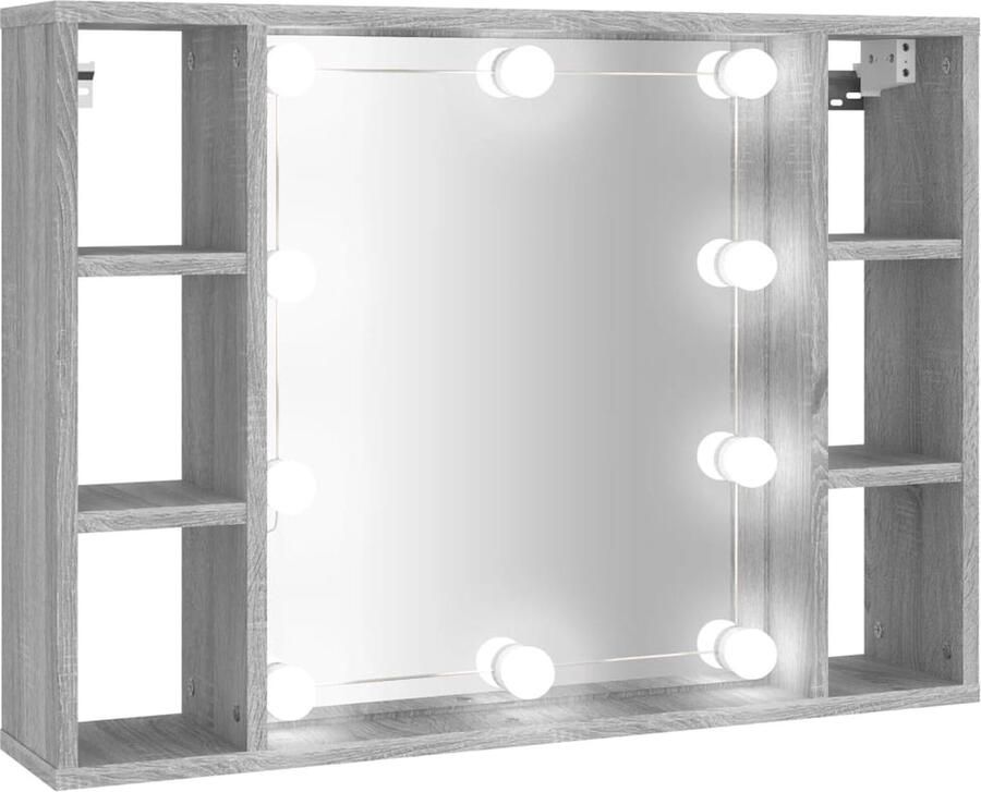 VidaXL Spiegelkast met LED-verlichting 76x15x55 cm grijs sonoma eiken - Foto 3