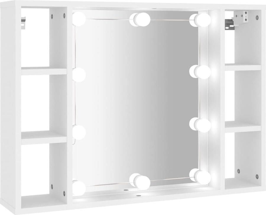 VidaXL Spiegelkast met LED-verlichting 76x15x55 cm wit - Foto 3