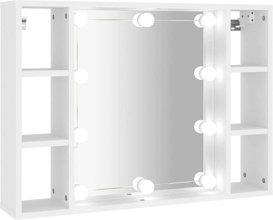 VidaXL Spiegelkast met LED-verlichting 76x15x55 cm wit - Foto 2