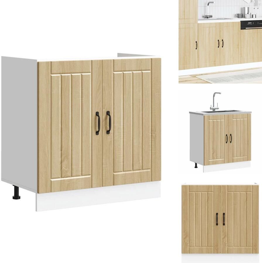 VidaXL Spoelbak Onderkast Spoelbak Onderkasten Keuken Onderkast Gootsteen Onderkast Spoelbakonderkast Lucca bewerkt hout sonoma eikenkleurig