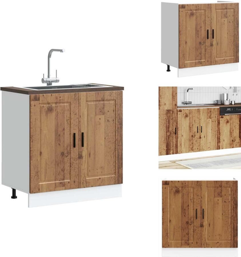 VidaXL Spoelbak Onderkast Spoelbak Onderkasten Keuken Onderkast Gootsteen Onderkast Spoelbakonderkast Porto 80x46x81 5 cm bewerkt hout oud hout