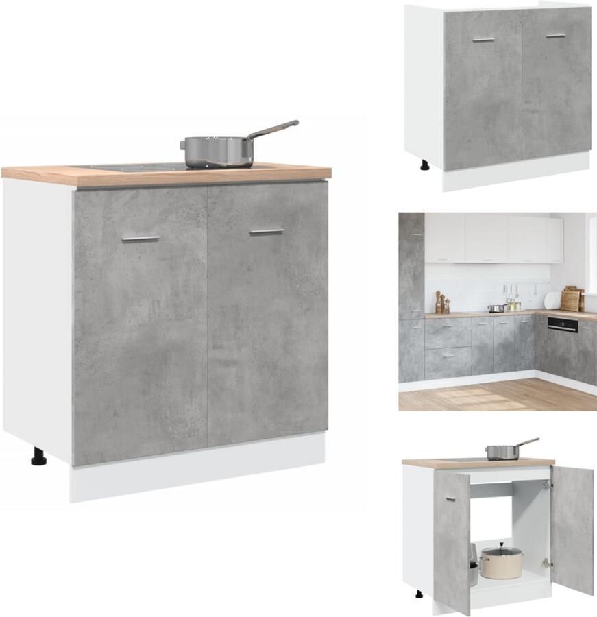 VidaXL Spoelbak Onderkast Spoelbak Onderkasten Keukenkast Keukenblok Wastafelonderkast 80x46x81 5 cm bewerkt hout betongrijs