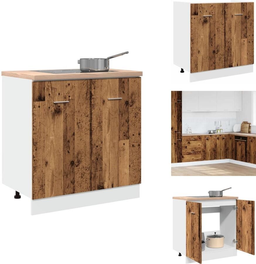VidaXL Spoelbak Onderkast Spoelbak Onderkasten Keukenkast Keukenblok Wastafelonderkast 80x46x81 5 cm bewerkt hout oud houtkleurig