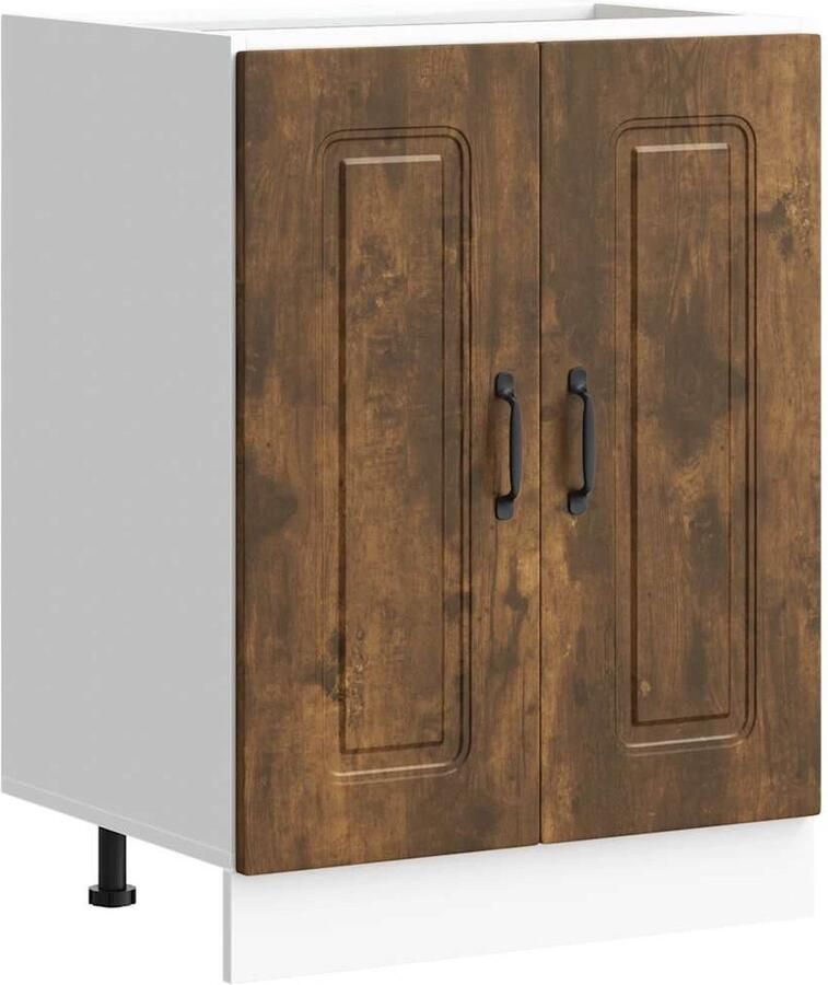 VidaXL Spoelbakonderkast Kalmar 60x46x81 5cm bewerkt hout gerookteiken