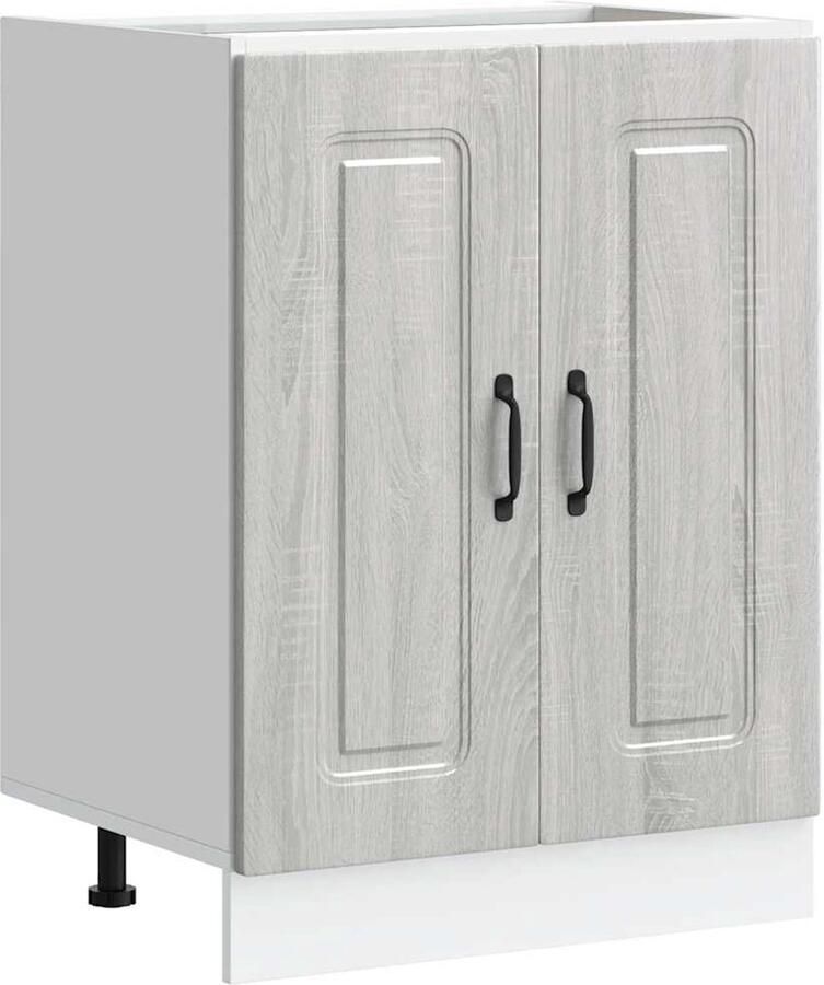 VidaXL Spoelbakonderkast Kalmar 60x46x81 5cm bewerkt hout grijs sonoma