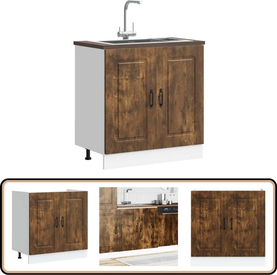 VidaXL Spoelbakonderkast Kalmar 80x46x81 5 cm Hout Spoelbakonderkast Keukenkasten Houten Kast Bergruimte Keukenopstelling