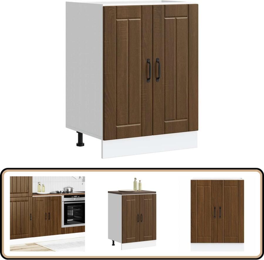 VidaXL Spoelbakonderkast Lucca Bruin Eiken 60cm Spoelbakonderkast Keukenkasten Houten Kast Bruine Eiken Kleur Lucca Serie