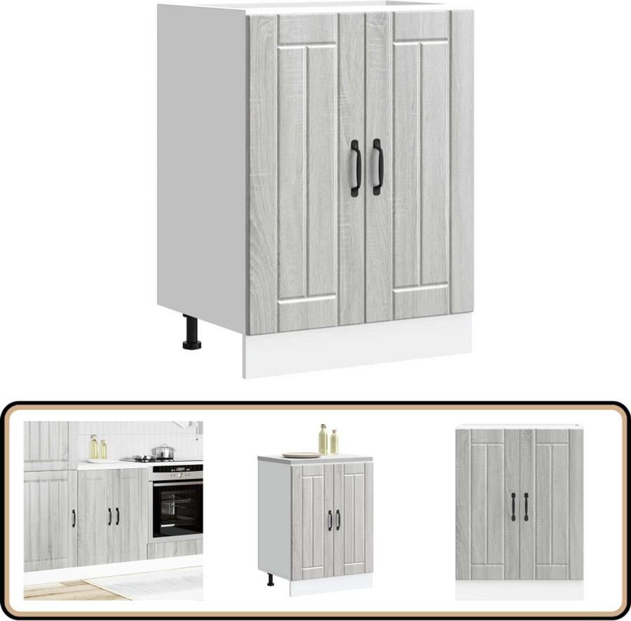 VidaXL Spoelbakonderkast Lucca Grijs Sonoma Eiken Spoelbakonderkast Keukenkasten Houten Kast Grijze Kast Sonome Eiken