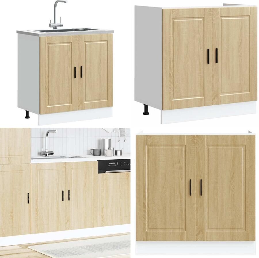VidaXL Spoelbakonderkast Porto 80x46x81 5 cm bewerkt hout sonoma eiken Spoelbak Onderkast Spoelbak Onderkasten Keuken Onderkast Gootsteen Onderkast