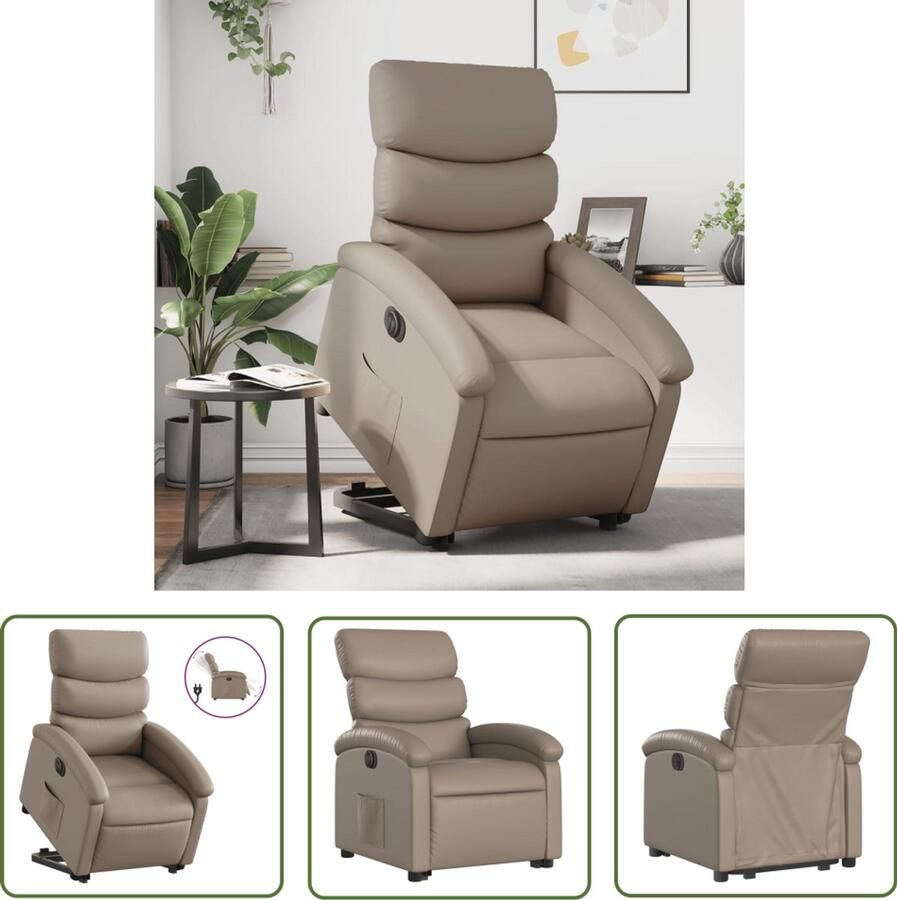 The Living Store Sta-op-stoel elektrisch kunstleer cappuccinokleurig Elektrische Sta-op-stoel Sta-opstoel Loungestoel Fauteuils Ergonomische Stoel - Foto 2