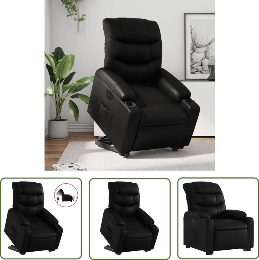 The Living Store Sta-op-stoel elektrisch kunstleer zwart Elektrische Sta-op-stoel Sta-opstoel Rolstoelen Verrijdbare Stoel Ergonomische Stoel