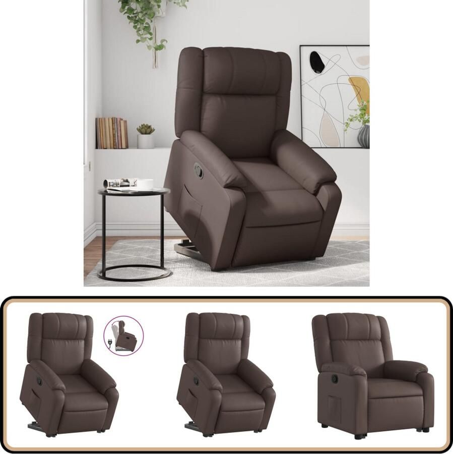 VidaXL Sta-op-fauteuil Kunstleer Bruin Verstelbaar Verstelbare Sta-opstoel Verstelbare Sta-opstoelen Sta-opstoel Sta-opstoelen