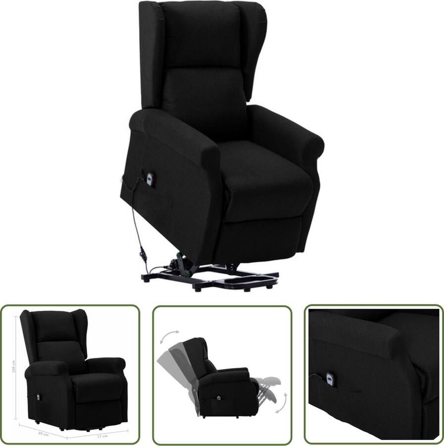 The Living Store Sta-op-stoel Elektrisch Zwart 77x89x108 cm Verstelbare hoofdsteun en voetensteun Draagvermogen 110 kg Elektrische Sta-op-stoel Sta-op Functie Verstelbare Stoel Ergonomische Stoel Comfortstoel - Foto 2