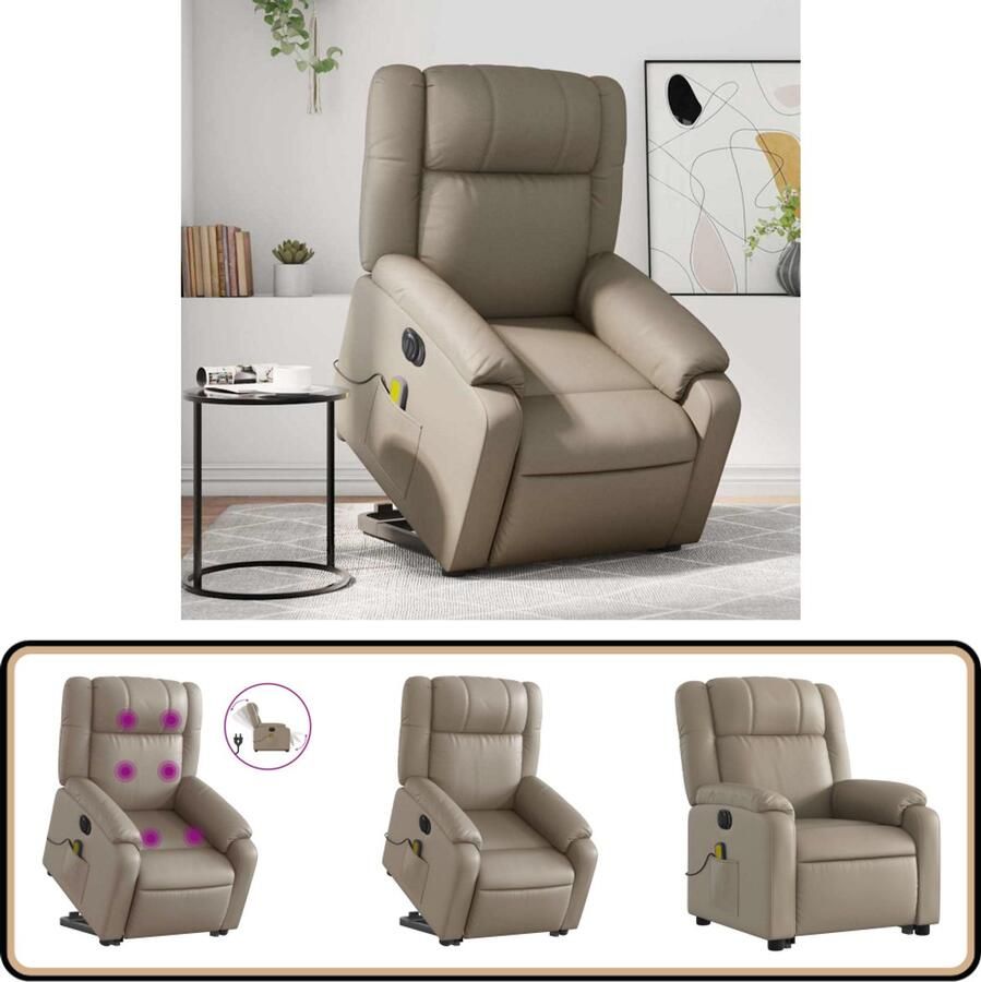 VidaXL Sta-op-massagestoel Cappuccino Elektrisch Elektrische Sta-op-massagestoel Elektrische Sta-op-massagestoelen Sta-opstoel Staopstoel