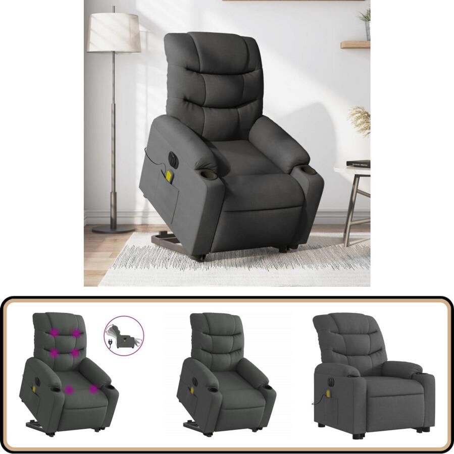 VidaXL Sta-op-massagestoel Elektrisch Donkergrijs Elektrische Sta-op-massagestoel Elektrische Sta-op-massagestoelen Sta-opstoel Staopstoel