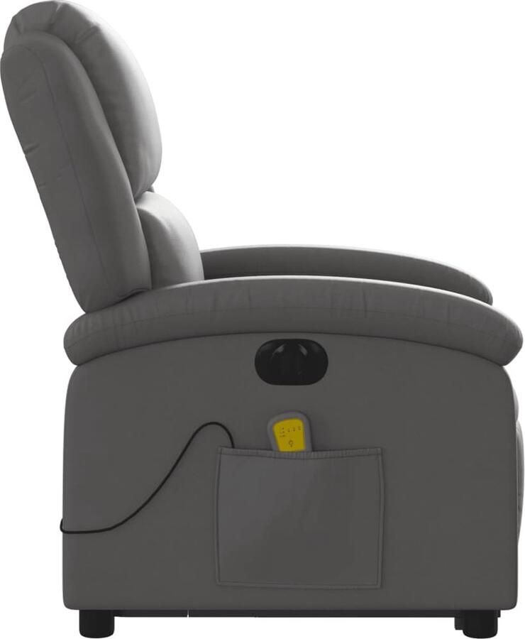 Vida XL vidaXL Sta-op-massagestoel elektrisch echt leer grijs-VXL-3204277 - Foto 5