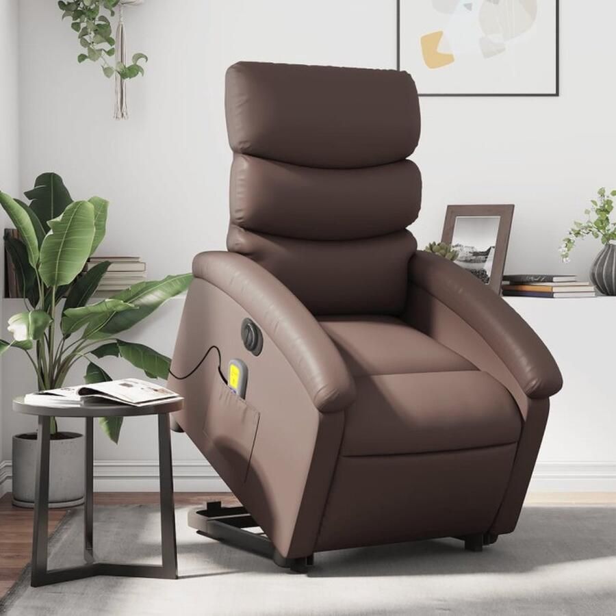 VidaXL Sta-op-massagestoel elektrisch kunstleer bruin - Foto 2