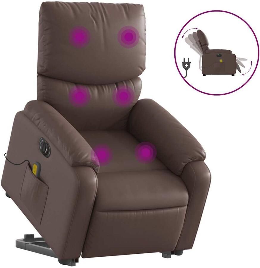 VidaXL Sta-op-massagestoel elektrisch kunstleer bruin