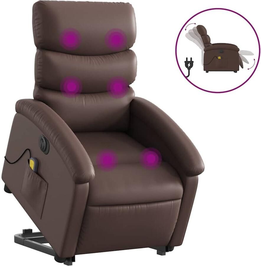 VidaXL Sta-op-massagestoel elektrisch kunstleer bruin