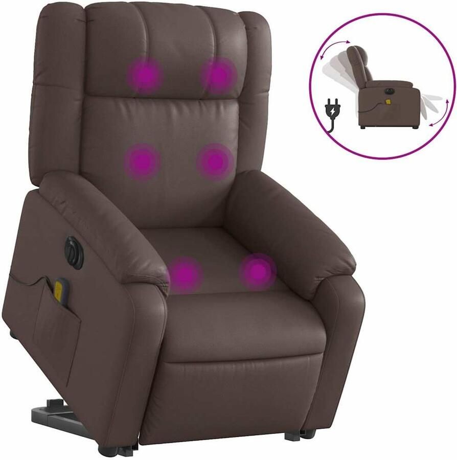 Vida XL vidaXL Sta-op-massagestoel elektrisch kunstleer bruin-VXL-3205173