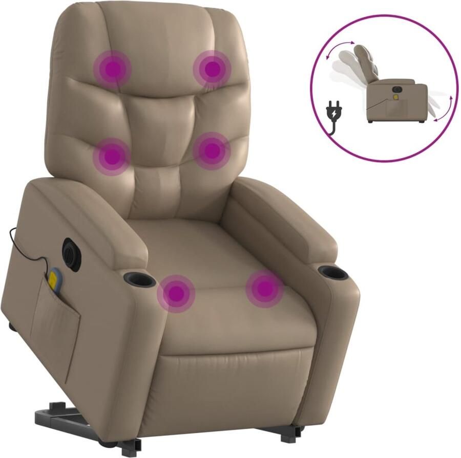 VidaXL Sta-op-massagestoel elektrisch kunstleer cappuccinokleurig