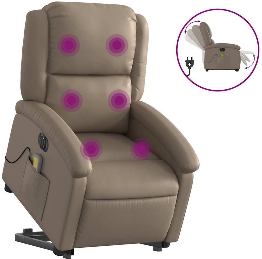 Vida XL Sta-op-massagestoel elektrisch kunstleer cappuccinokleurig SKU: V3204253 - Foto 4