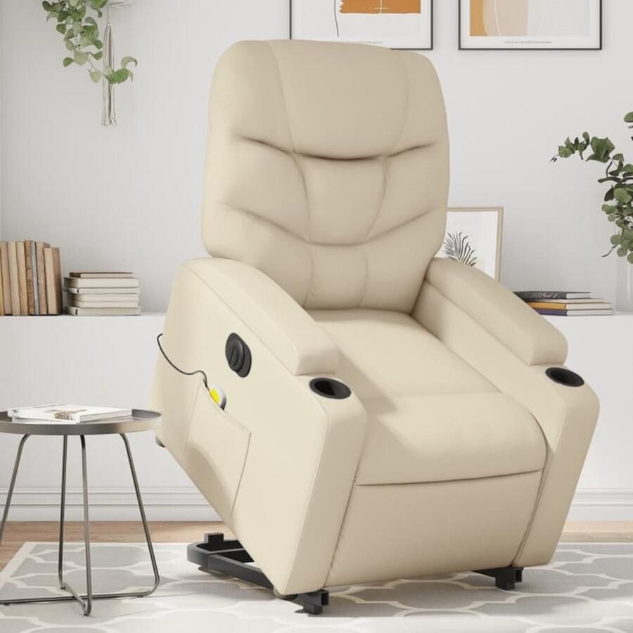 Vida XL vidaXL Sta-op-massagestoel elektrisch kunstleer crÃ¨mekleurig-VXL-3206771 - Foto 5