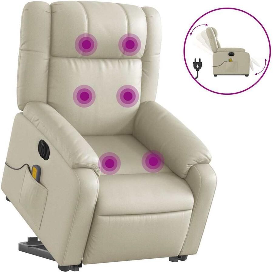 Vida XL vidaXL Sta-op-massagestoel elektrisch kunstleer crÃ¨mekleurig-VXL-3205172