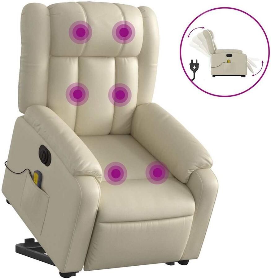 Vida XL vidaXL Sta-op-massagestoel elektrisch kunstleer crÃ¨mekleurig-VXL-3205286 - Foto 2