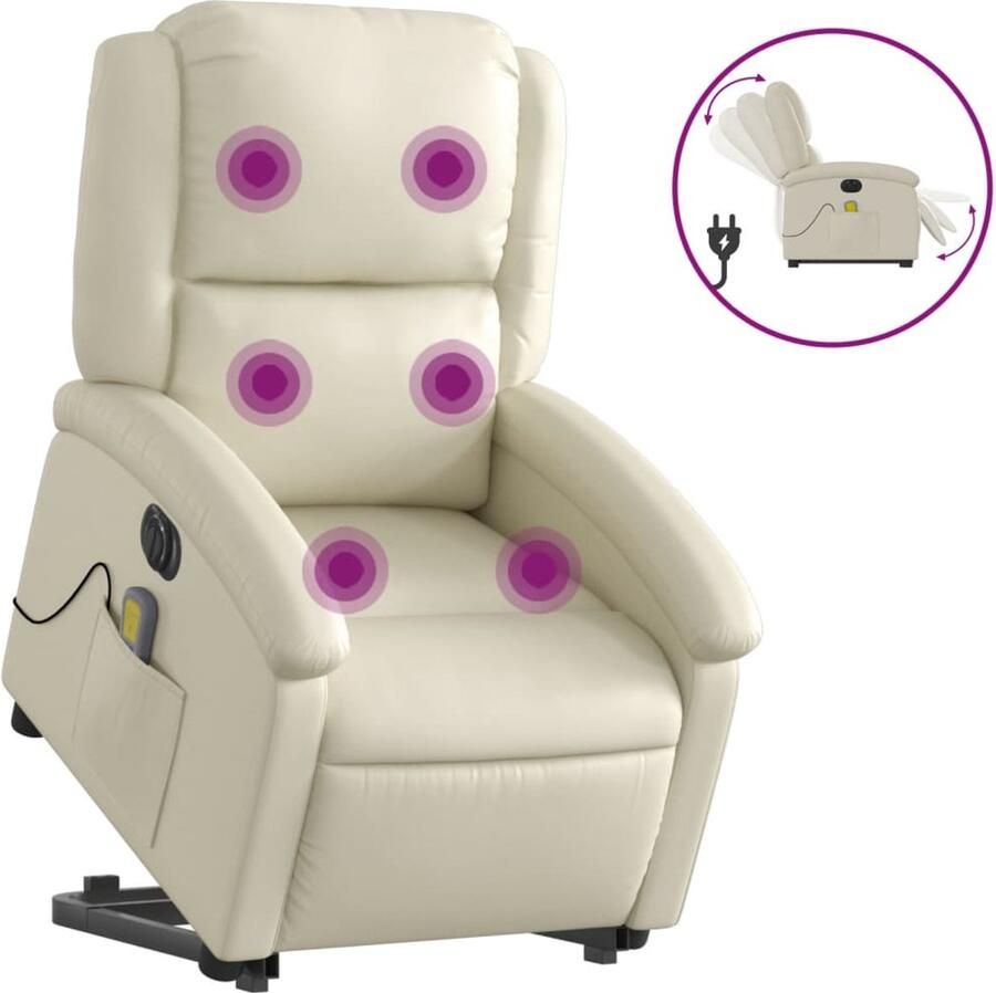 Vida XL Sta-op-massagestoel elektrisch kunstleer crÃ¨mekleurig SKU: V3204248