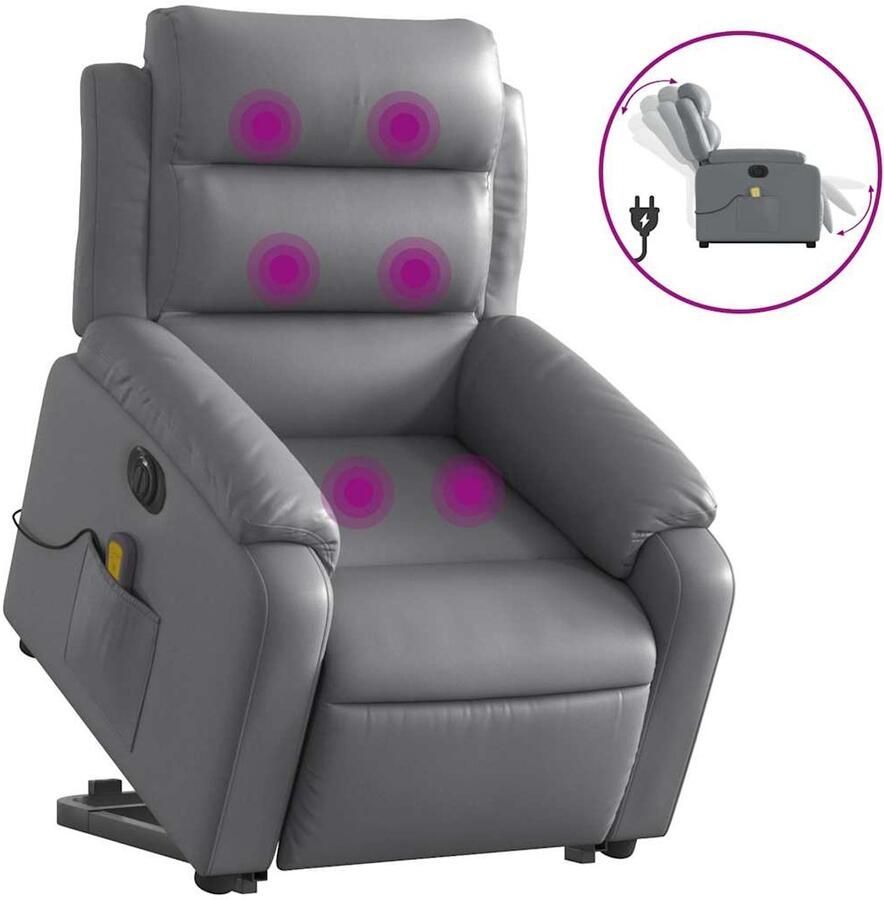 VidaXL Sta-op-massagestoel elektrisch kunstleer grijs