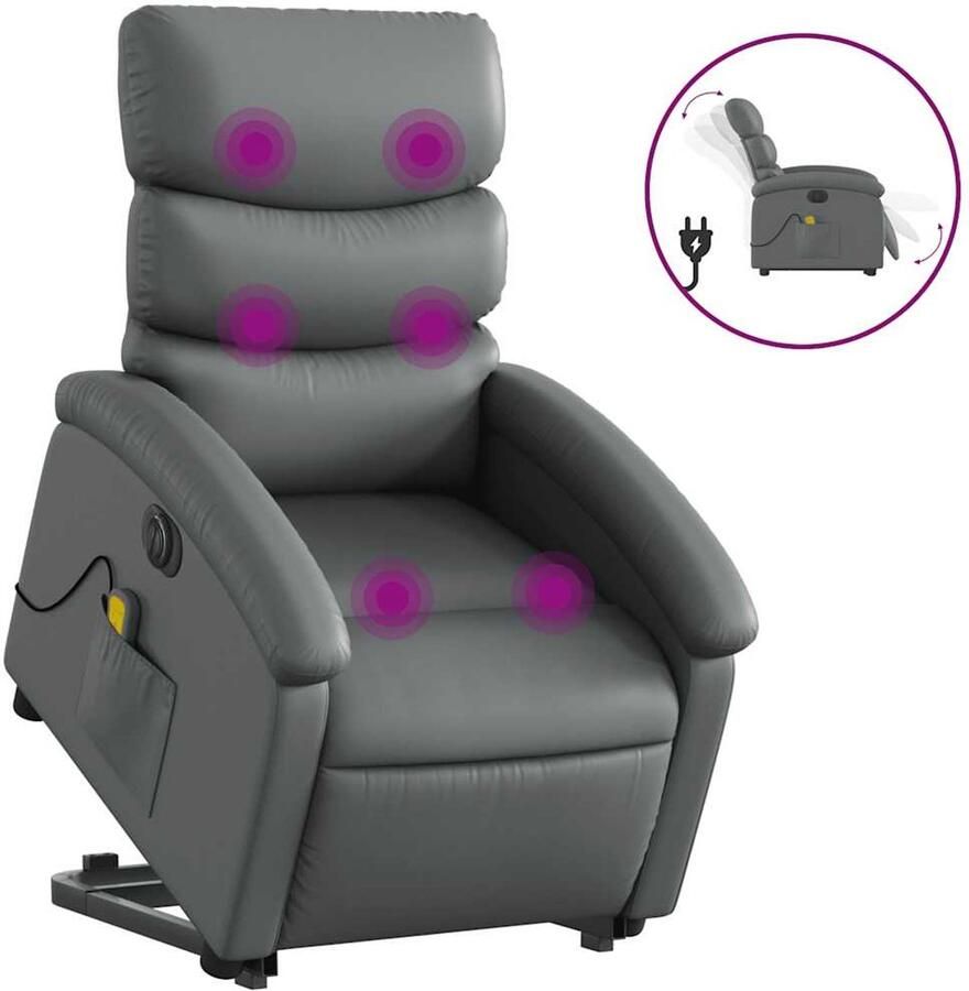 Vida XL vidaXL Sta-op-massagestoel elektrisch kunstleer grijs-VXL-3204064 - Foto 2