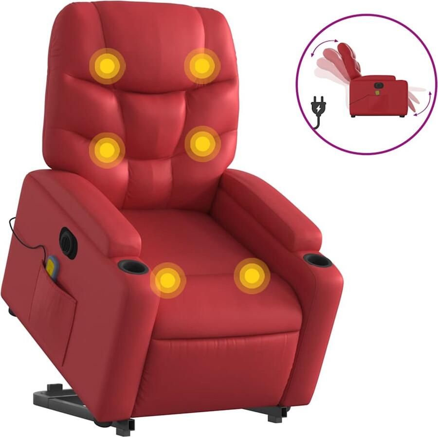 VidaXL Sta-op-massagestoel elektrisch kunstleer rood
