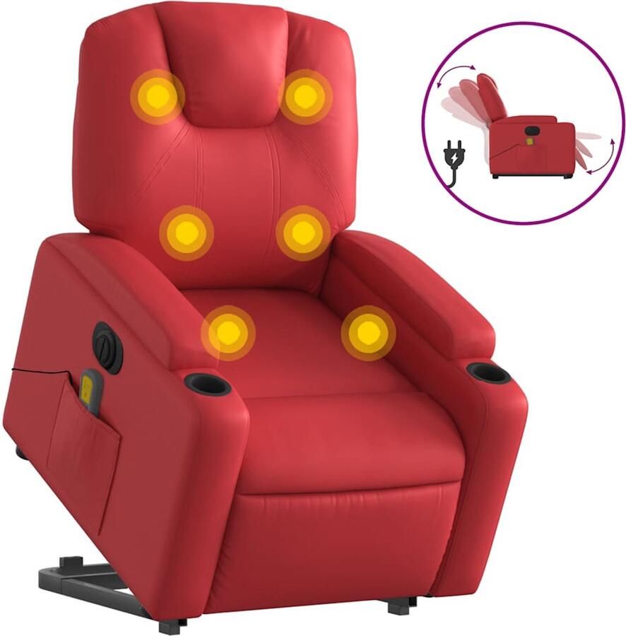 VidaXL Sta-op-massagestoel elektrisch kunstleer rood