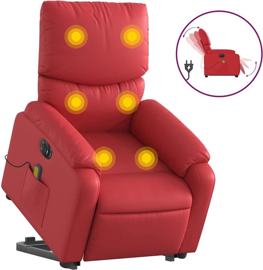 VidaXL Sta-op-massagestoel elektrisch kunstleer rood