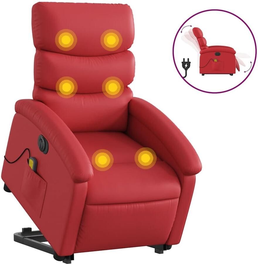 VidaXL Sta-op-massagestoel elektrisch kunstleer rood